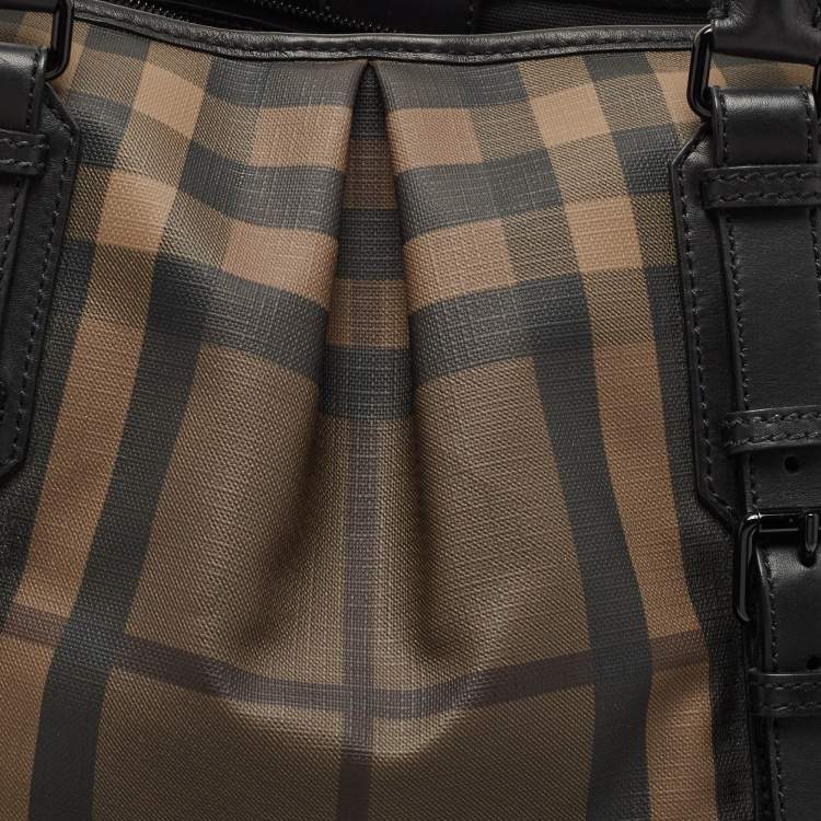 Pre Owned Burberry Black Smoked Check PVC and Leather Lowry Shoulder Bag