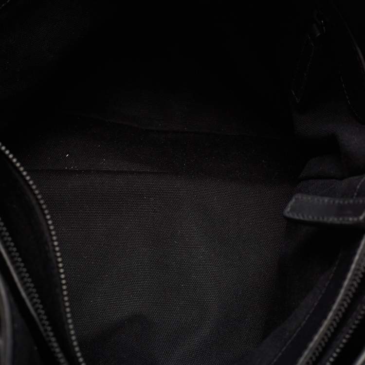 Pre Owned Burberry Black Smoked Check PVC and Leather Lowry Shoulder Bag