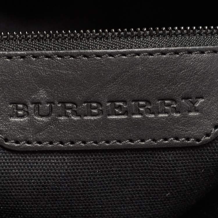 Pre Owned Burberry Black Smoked Check PVC and Leather Lowry Shoulder Bag