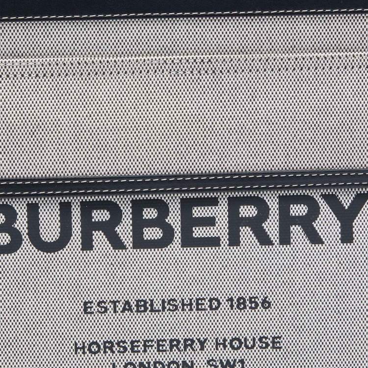 Pre Owned Burberry Tri Color Leather and Canvas Medium Pocket Bag