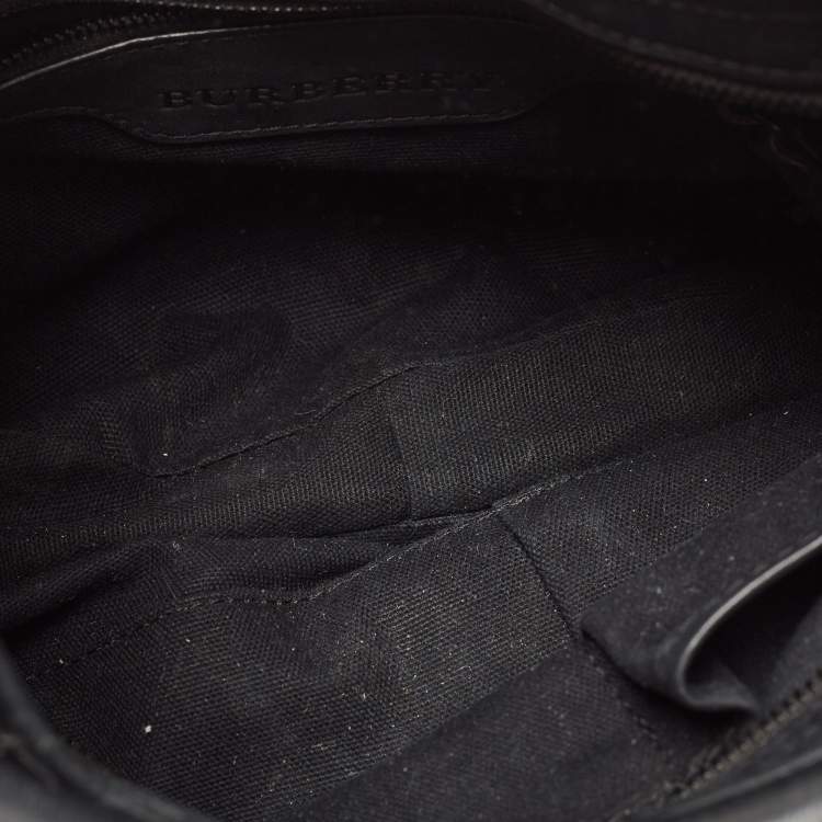 Pre Owned Burberry Black/Dark Burgundy House Check PVC and Leather Small Brooklyn Hobo
