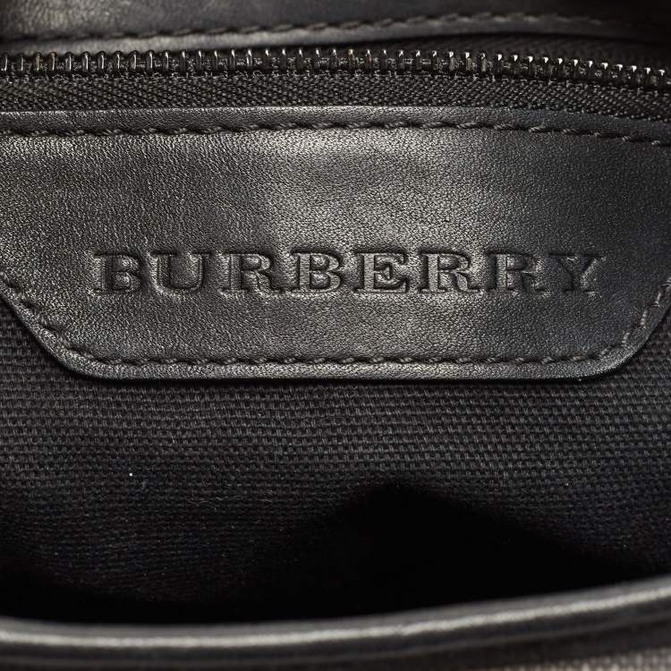 Pre Owned Burberry Black/Dark Burgundy House Check PVC and Leather Small Brooklyn Hobo