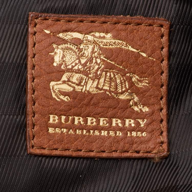 Pre Owned Burberry Beige/Tan House Check Canvas and Leather Brooke Hobo