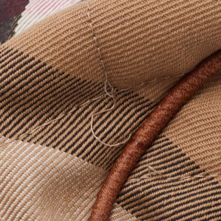 Pre Owned Burberry Beige/Tan House Check Canvas and Leather Brooke Hobo