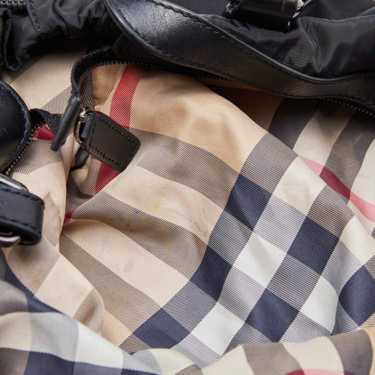 Pre Owned Burberry Black Nylon and Leather Buckleigh Tote