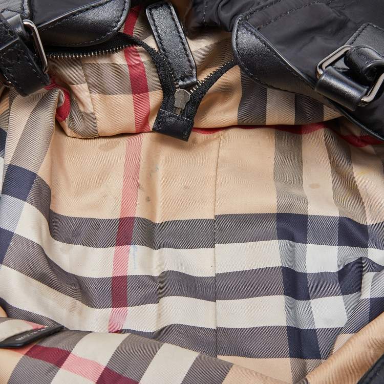 Pre Owned Burberry Black Nylon and Leather Buckleigh Tote