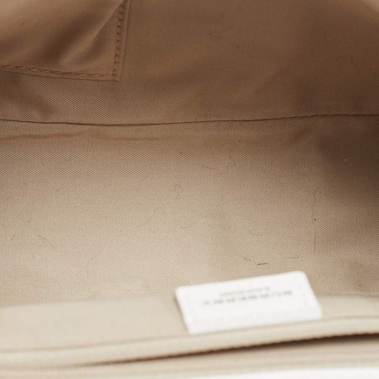 Pre Owned Burberry Pink/White House Check PVC and Leather Buckle Flap Satchel