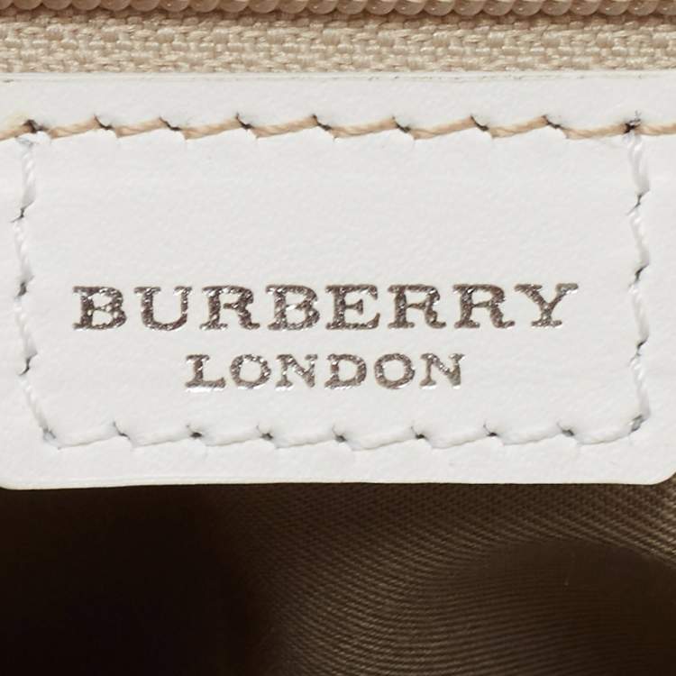 Pre Owned Burberry Pink/White House Check PVC and Leather Buckle Flap Satchel
