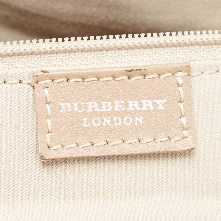 Pre Owned Burberry Beige/Brown Leather Buckle Flap Satchel