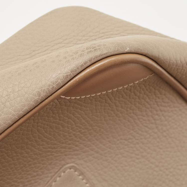 Pre Owned Burberry Beige/Brown Leather Buckle Flap Satchel