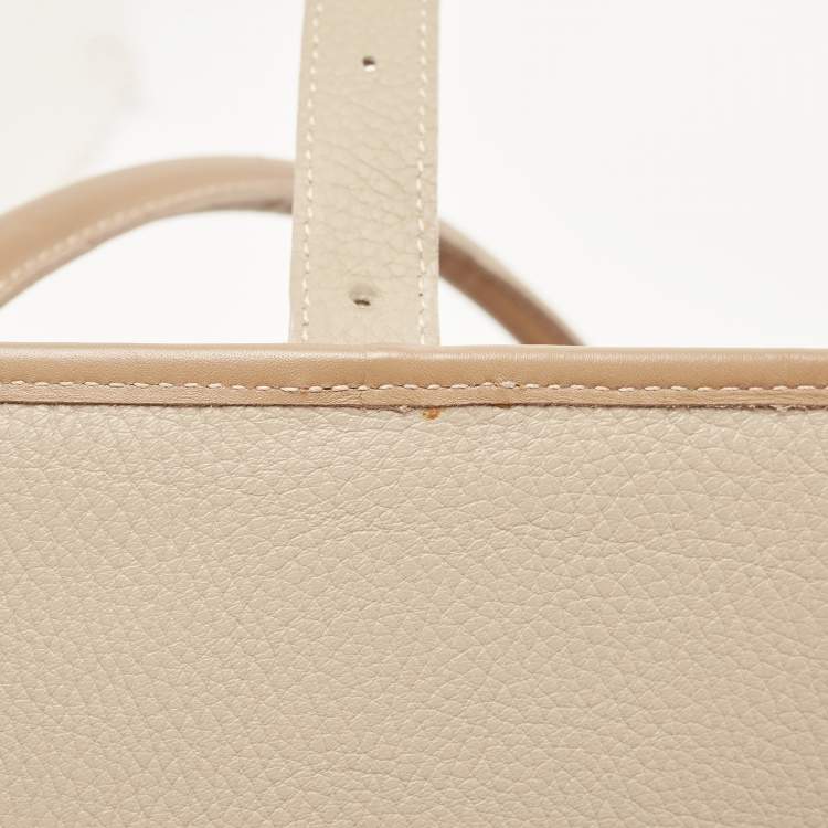 Pre Owned Burberry Beige/Brown Leather Buckle Flap Satchel