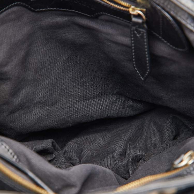 Pre Owned Burberry Beige/Black House Check Canvas and Leather Medium Bridle Gosford Hobo