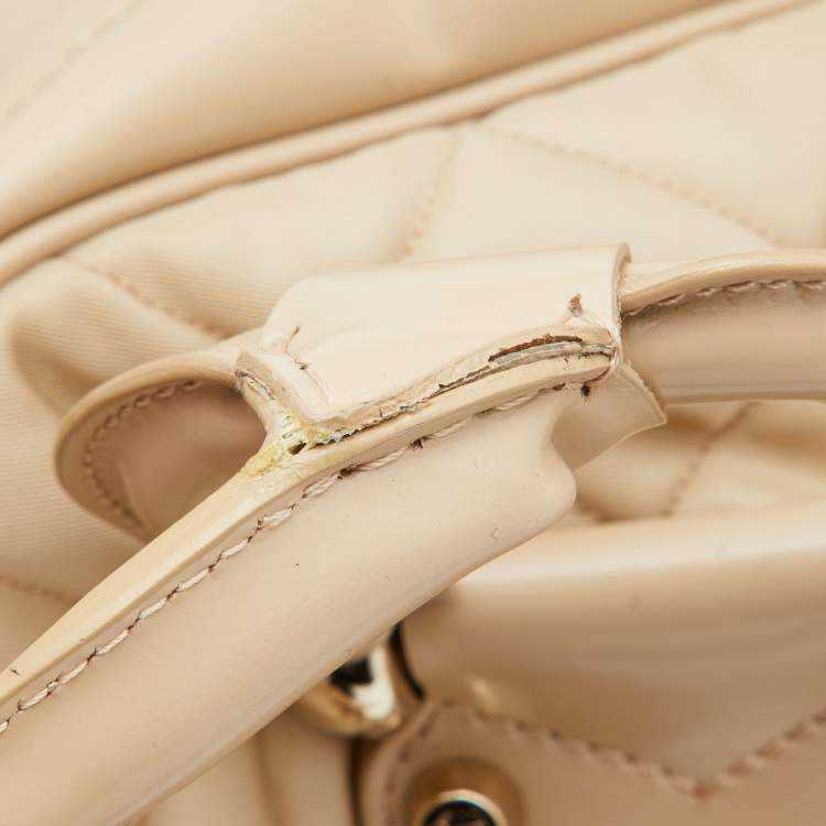 Pre Owned Burberry Beige Quilted Nylon and Patent Leather Manor Satchel 