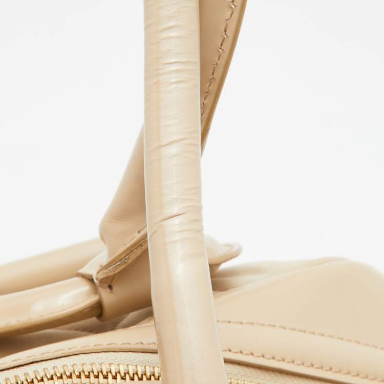 Pre Owned Burberry Beige Quilted Nylon and Patent Leather Manor Satchel 