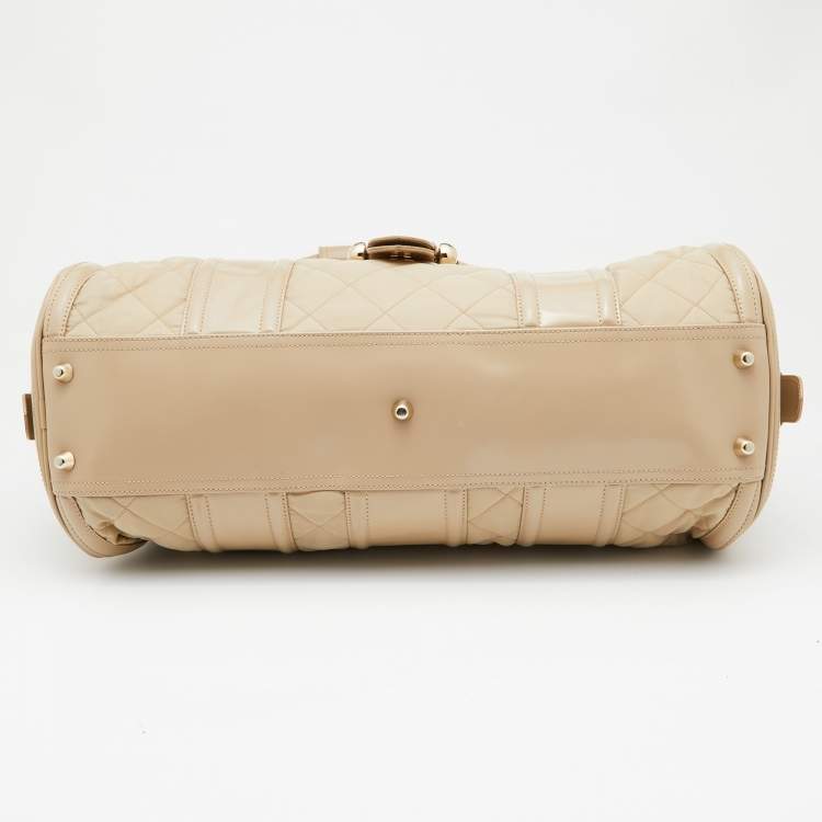 Pre Owned Burberry Beige Quilted Nylon and Patent Leather Manor Satchel 