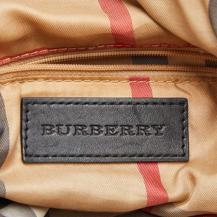 Pre Owned Burberry Black Nylon and Leather Buckleigh Tote