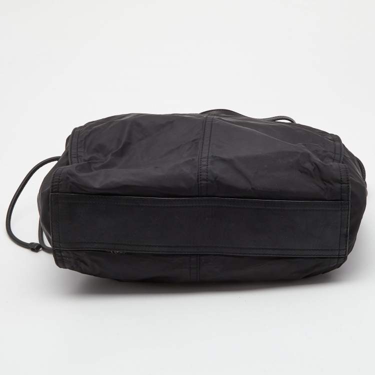 Pre Owned Burberry Black Nylon and Leather Buckleigh Tote