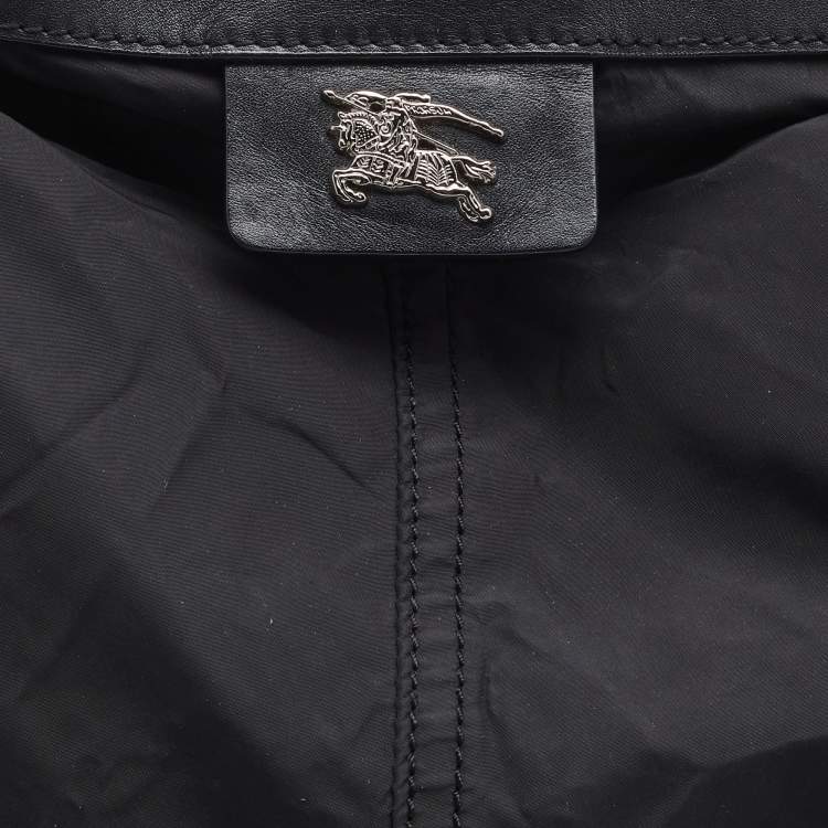 Pre Owned Burberry Black Nylon and Leather Buckleigh Tote