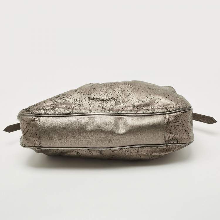 Pre Owned Burberry Metallic Laser Cut Leather Avondale Hobo