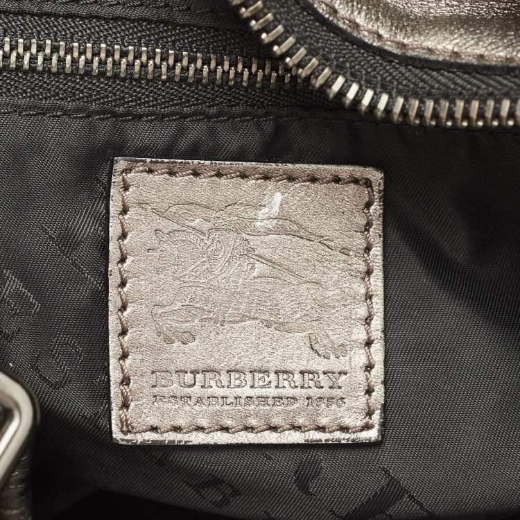 Pre Owned Burberry Metallic Laser Cut Leather Avondale Hobo