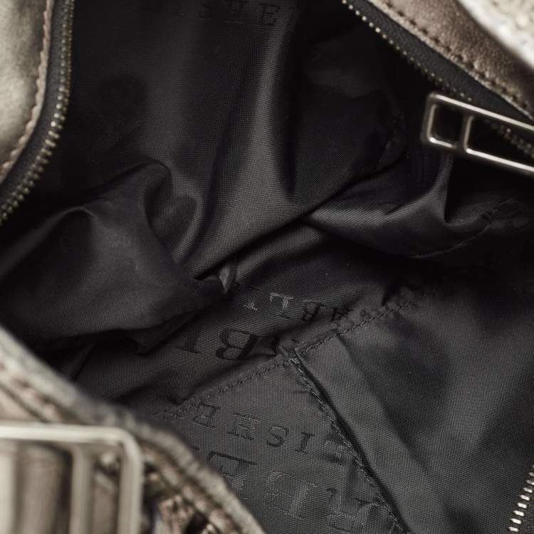 Pre Owned Burberry Metallic Laser Cut Leather Avondale Hobo