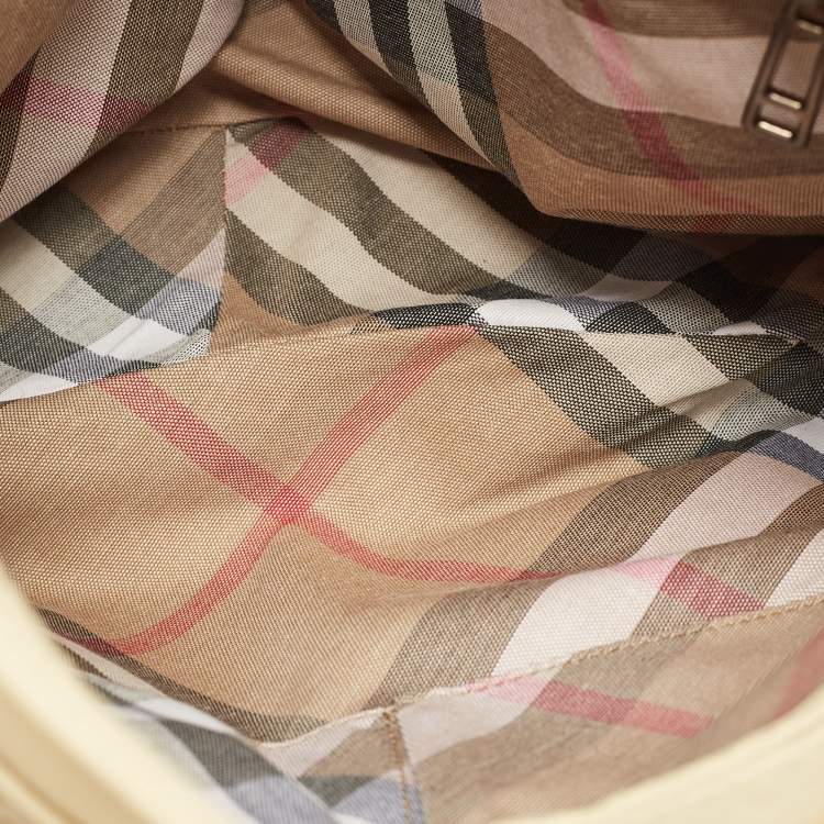 Pre Owned Burberry Light Yellow Leather Multiple Pocket Shoulder Bag