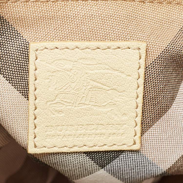 Pre Owned Burberry Light Yellow Leather Multiple Pocket Shoulder Bag