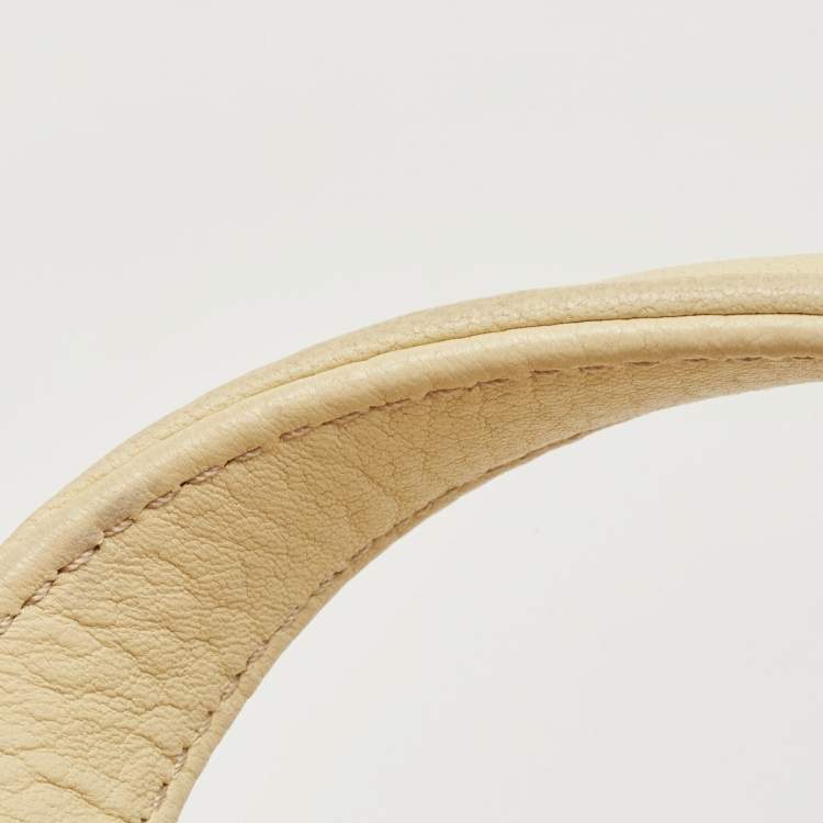 Pre Owned Burberry Light Yellow Leather Multiple Pocket Shoulder Bag