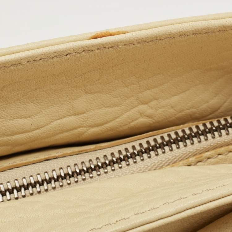 Pre Owned Burberry Light Yellow Leather Multiple Pocket Shoulder Bag