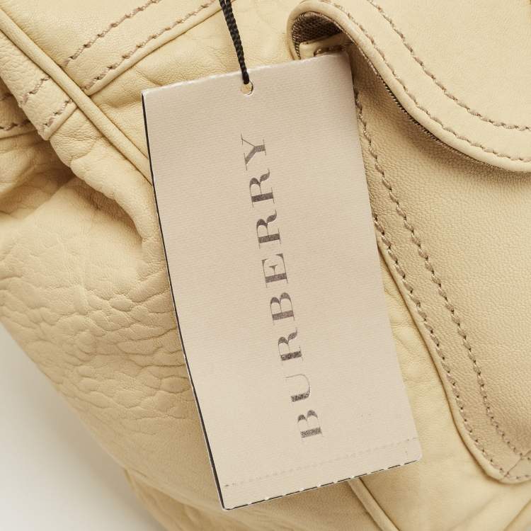 Pre Owned Burberry Light Yellow Leather Multiple Pocket Shoulder Bag