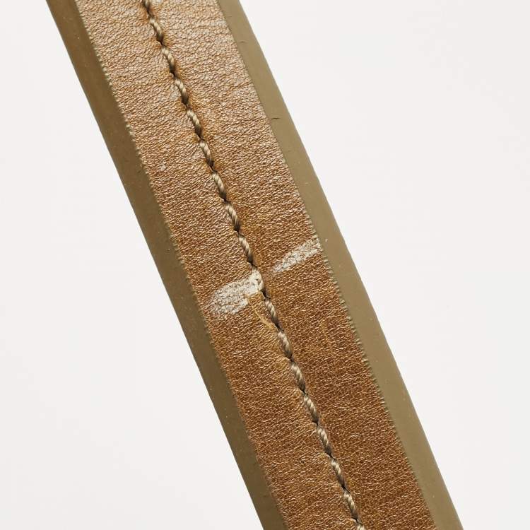 Pre Owned Burberry Green/White Check Canvas And Leather Tote