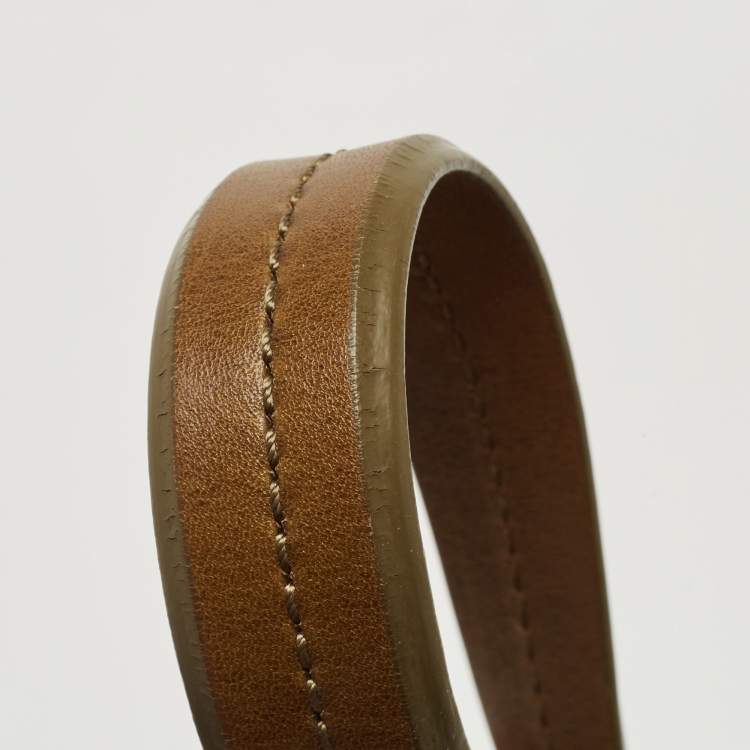 Pre Owned Burberry Green/White Check Canvas And Leather Tote