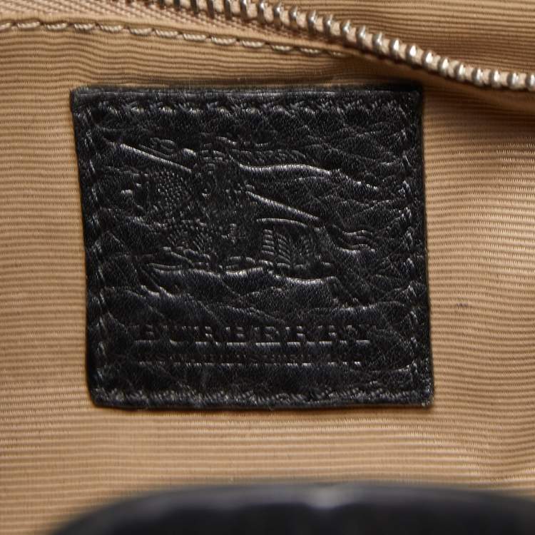 Pre Owned Burberry Black Nova Check Canvas and Leather Studded Warrior Armor Hobo