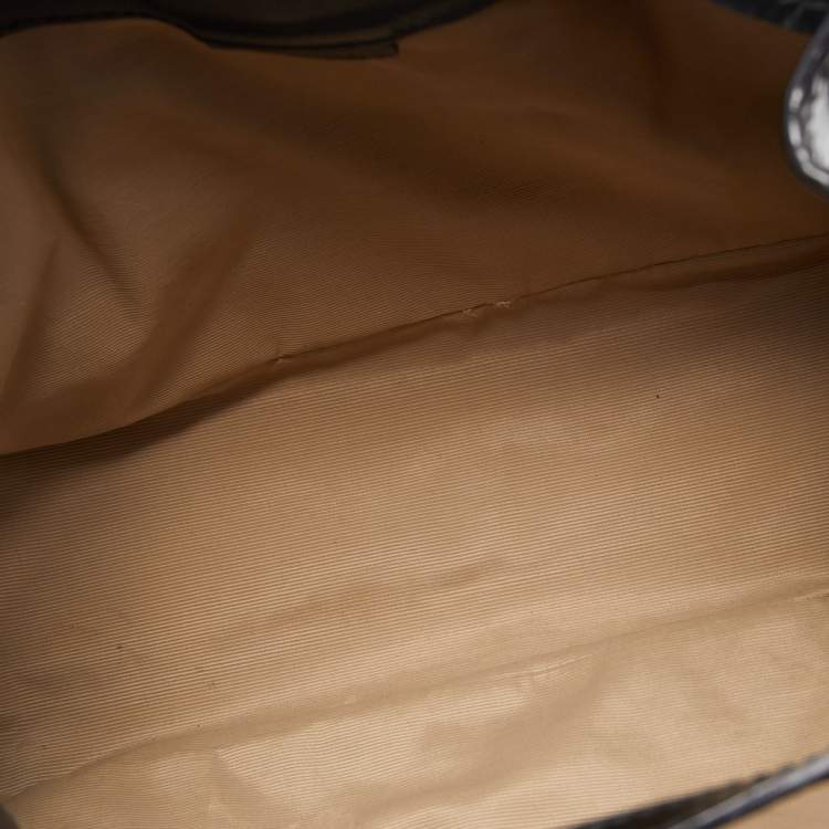 Pre Owned Burberry Black Nova Check Canvas and Leather Studded Warrior Armor Hobo
