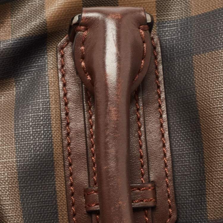 Pre Owned Burberry Dark Brown Smoke Check PVC Small Northfield Tote