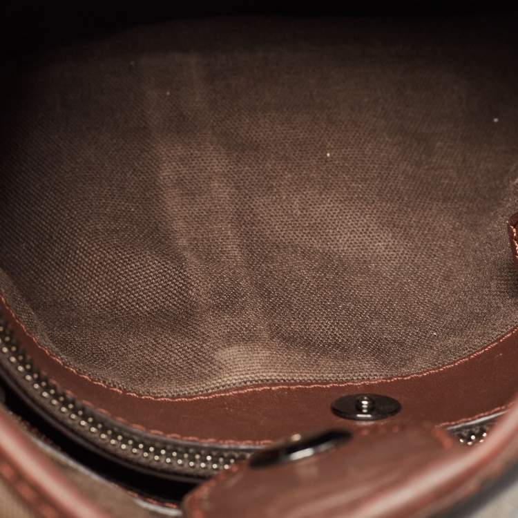 Pre Owned Burberry Dark Brown Smoke Check PVC Small Northfield Tote