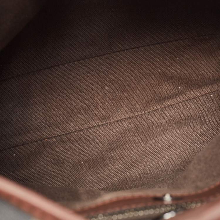 Pre Owned Burberry Dark Brown Smoke Check PVC Small Northfield Tote