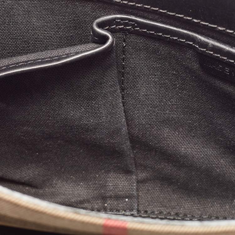 Pre Owned Burberry Black House Check Canvas and Leather Abbott Shoulder Bag