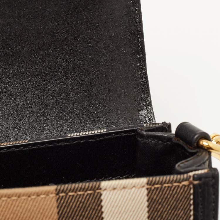 Pre Owned Burberry Black House Check Canvas and Leather Abbott Shoulder Bag