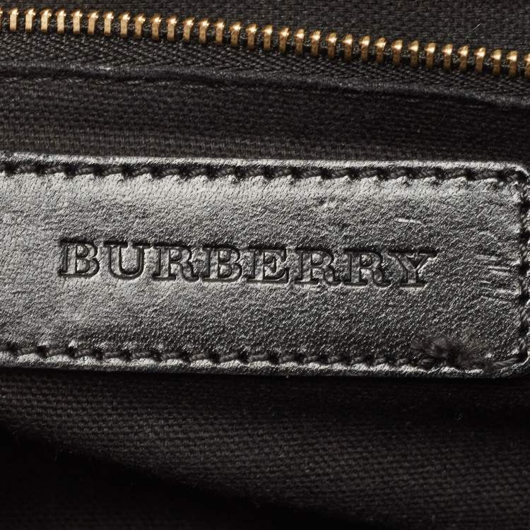 Pre Owned Burberry Black House Check Canvas and Leather Abbott Shoulder Bag