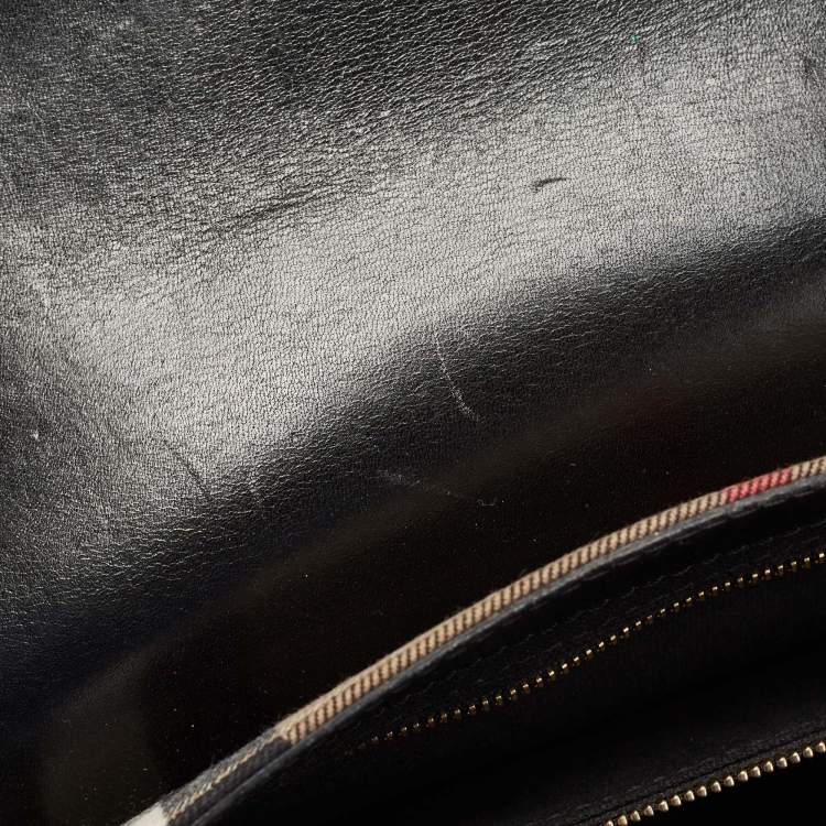 Pre Owned Burberry Black House Check Canvas and Leather Abbott Shoulder Bag