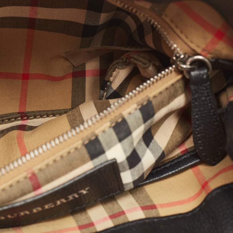 Pre Owned Burberry Black Leather Small Banner Tote