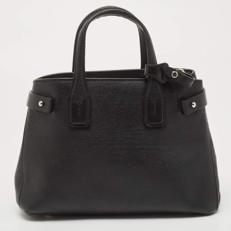 Pre Owned Burberry Black Leather Small Banner Tote