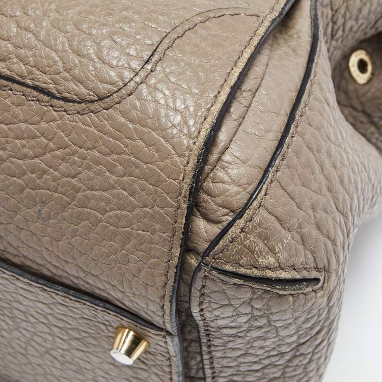 Pre Owned Burberry Grey Grain Leather Gladstone Satchel