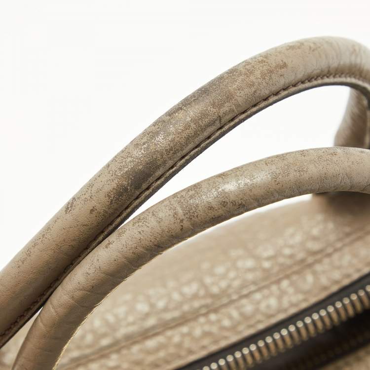 Pre Owned Burberry Grey Grain Leather Gladstone Satchel