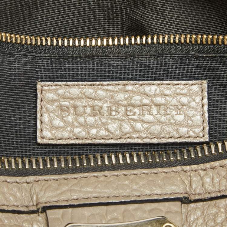 Pre Owned Burberry Grey Grain Leather Gladstone Satchel