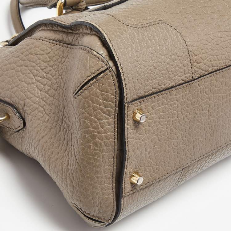 Pre Owned Burberry Grey Grain Leather Gladstone Satchel