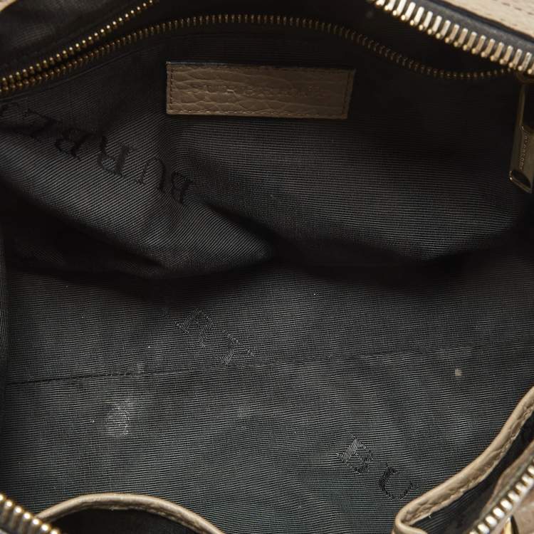 Pre Owned Burberry Grey Grain Leather Gladstone Satchel