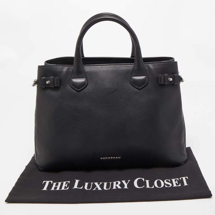 Pre Owned Burberry Black Leather Chain Banner Tote