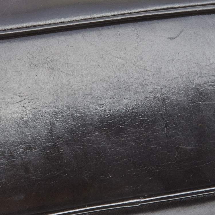 Pre Owned Burberry Black House Check Canvas and Leather Bridle Hepburn Tote